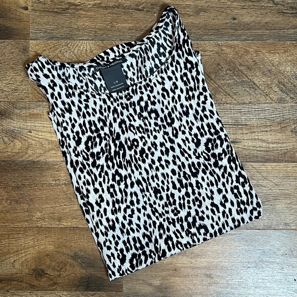 Chelsea & Theodore Snow Leopard Print Blouse — Black & White, Women’s L/G - Picture 5 of 7